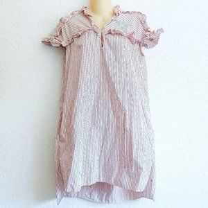 Sandro Striped Tunic Star Ruffle Dress Small